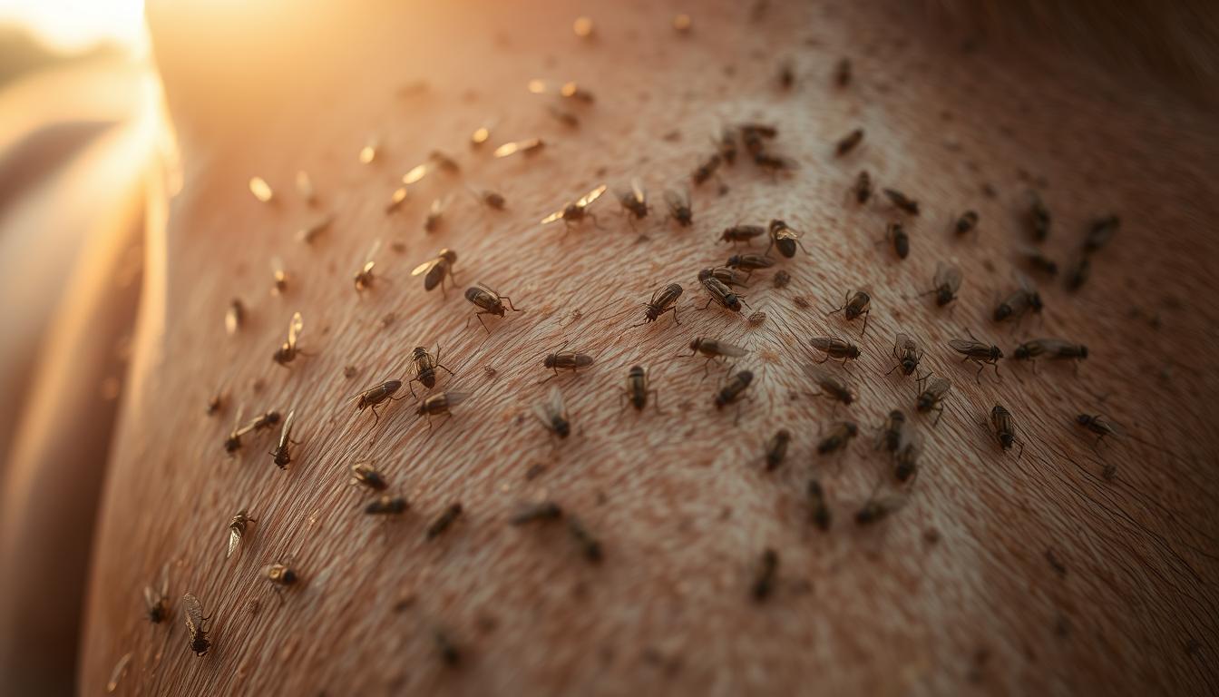 lots of flies on a horse ai generated